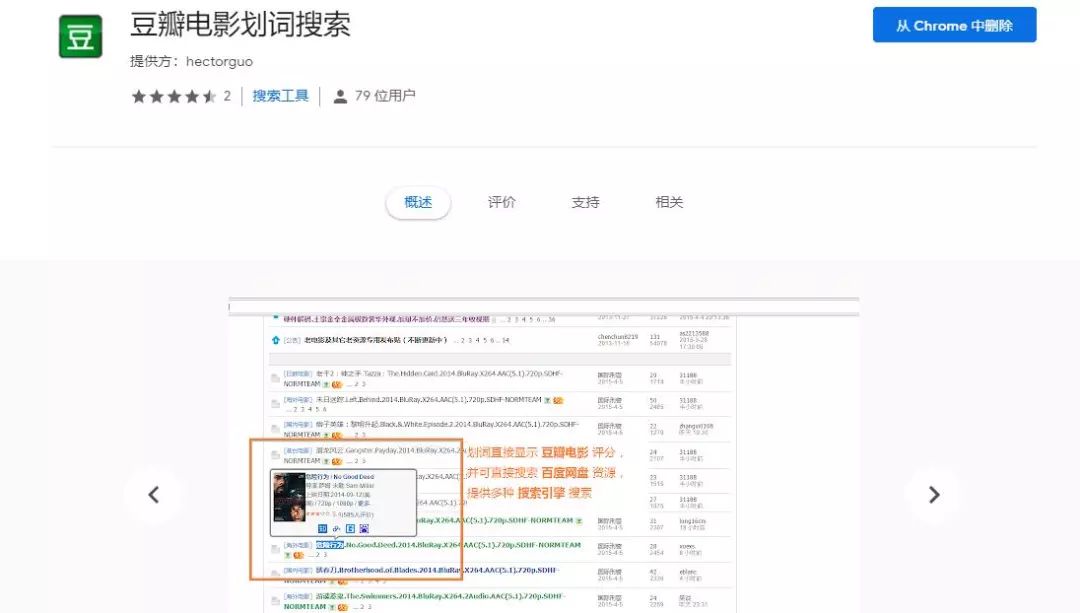 豆瓣电影划词搜索助手,在视频网站划词搜索电影的使用场景