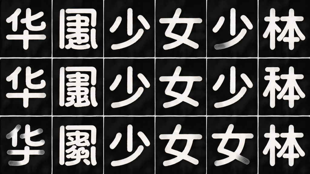 华康少女体字体展示图,主体为多个汉字示例,布局以网格排列,排版整齐,风格清新甜美,细节呈现圆润笔画和柔和曲线,画质高清,干净无多余元素