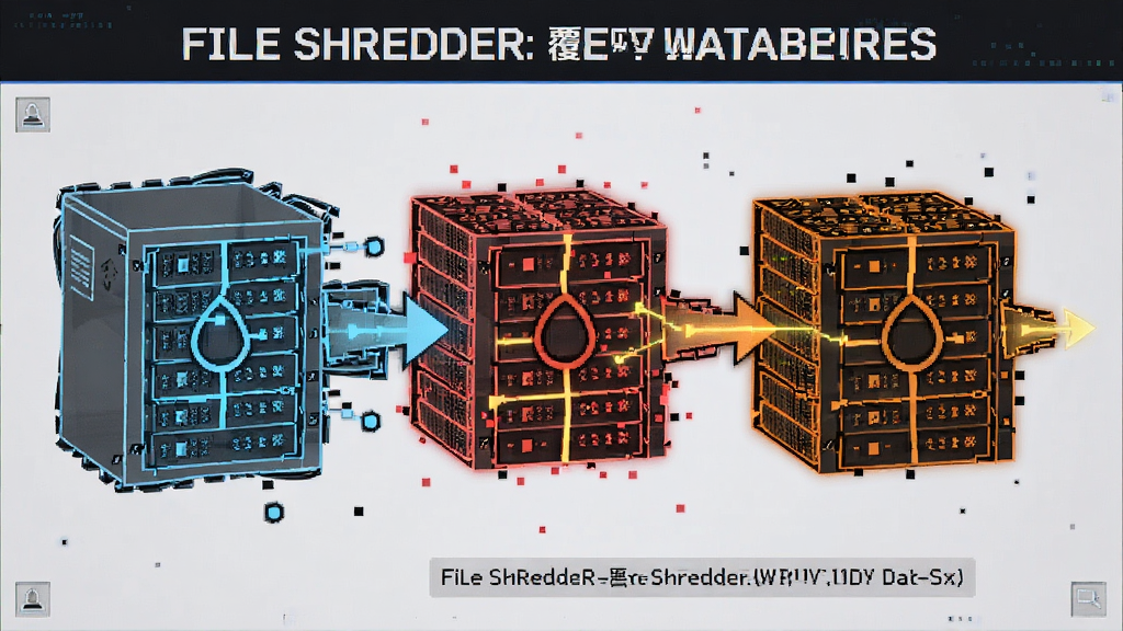 File Shredder覆写算法示意图,展示数据被多次覆写的过程,色彩对比强烈,突出数据不可恢复,画质高清