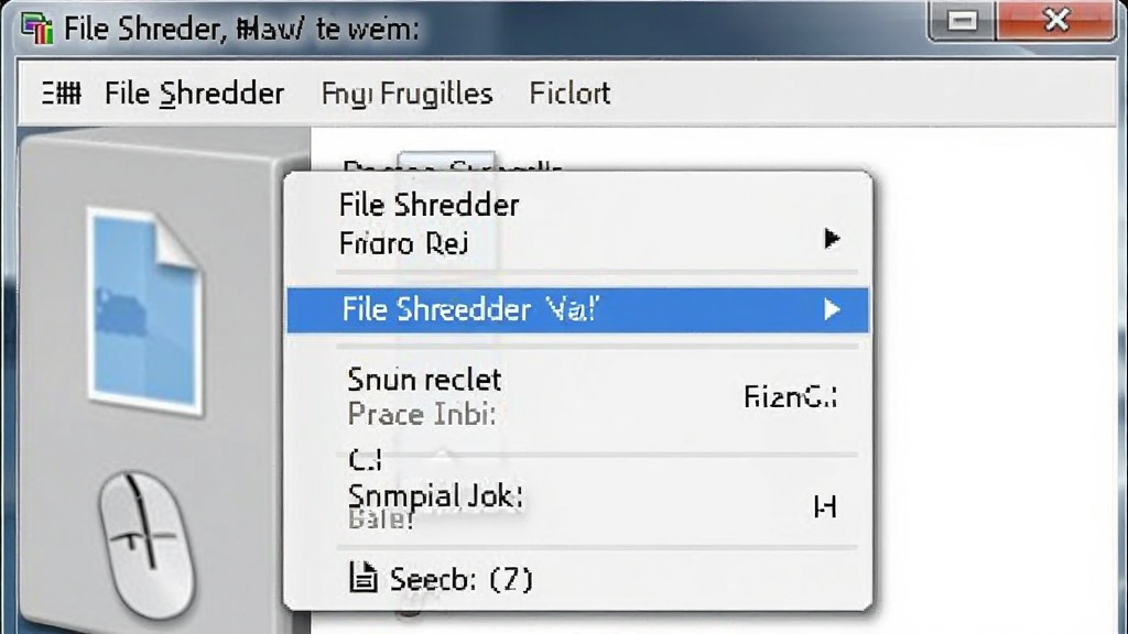 File Shredder右键菜单集成功能,鼠标右键点击文件弹出菜单,高亮显示File Shredder选项,风格写实,画质清晰