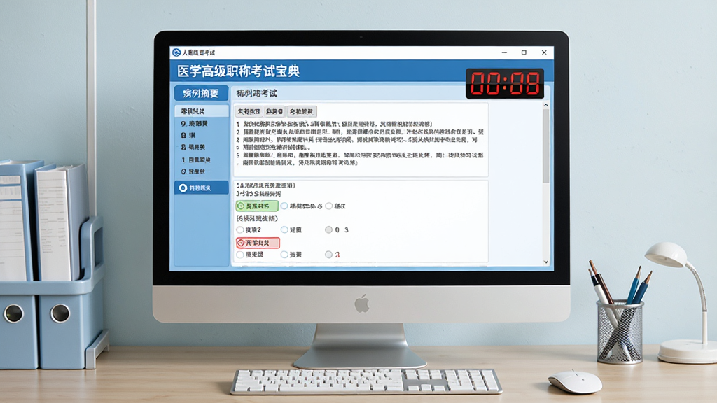 全真模拟考试界面截图,电脑显示器中展示