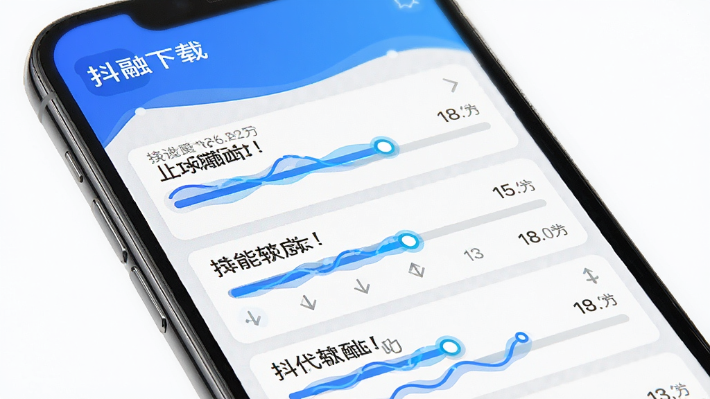 一张展示“抖小融”软件批量下载功能的截图,手机屏幕中显示多个下载任务同时进行,每个任务带有进度条和速度显示。界面色彩明亮,有蓝色进度条动画,整体风格清晰直观。画质高清,细节丰富,无多余元素。