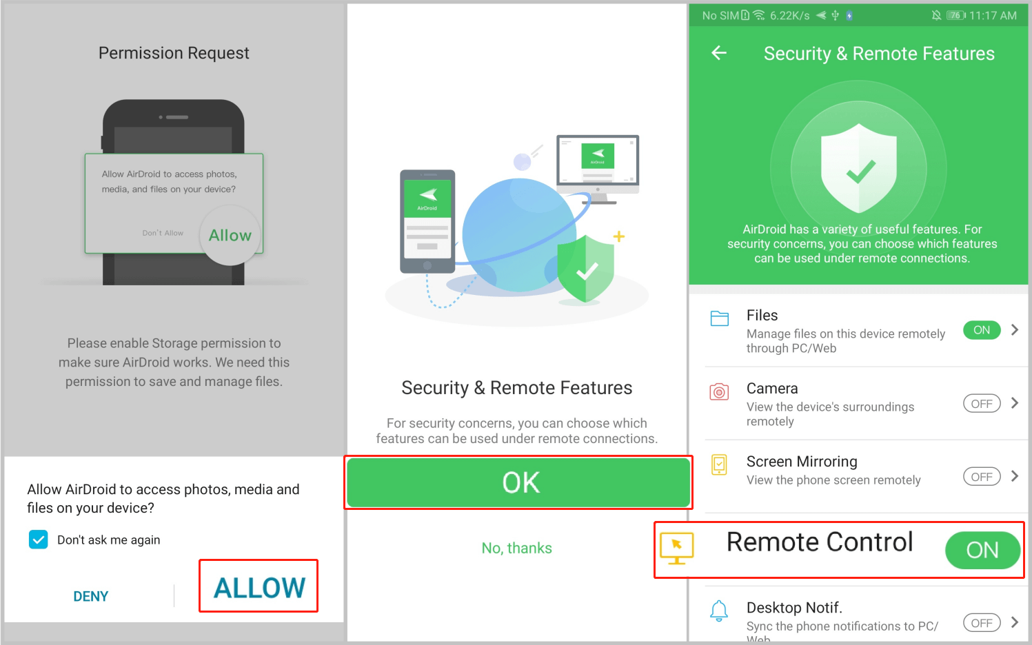 AirDroid-远程控制手机软件 使用注意事项