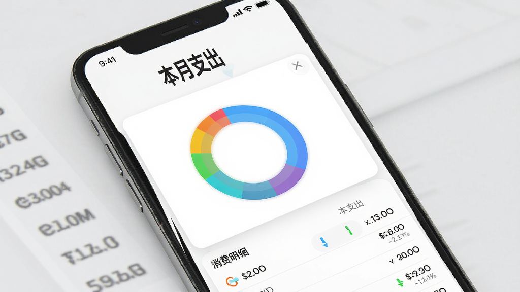 出车好车主费用统计页面预览图,手机界面展示彩色环形图表和消费明细列表,顶部有“本月支出”大字标题,背景为白色卡片搭配浅灰底色,排版整齐,图表色彩明亮,画质细腻,干净无多余元素