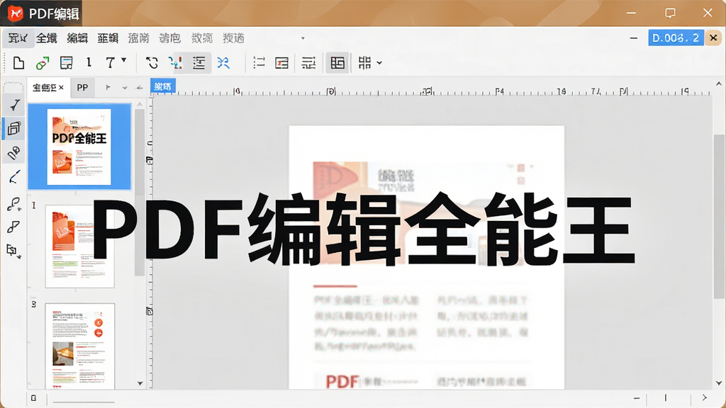 一张展示PDF编辑全能王软件主界面的高清截图,界面包含工具栏、页面缩略图、编辑区域,风格现代简洁,色彩明亮,突出软件名称“PDF编辑全能王”,画质清晰,细节丰富,无多余元素。