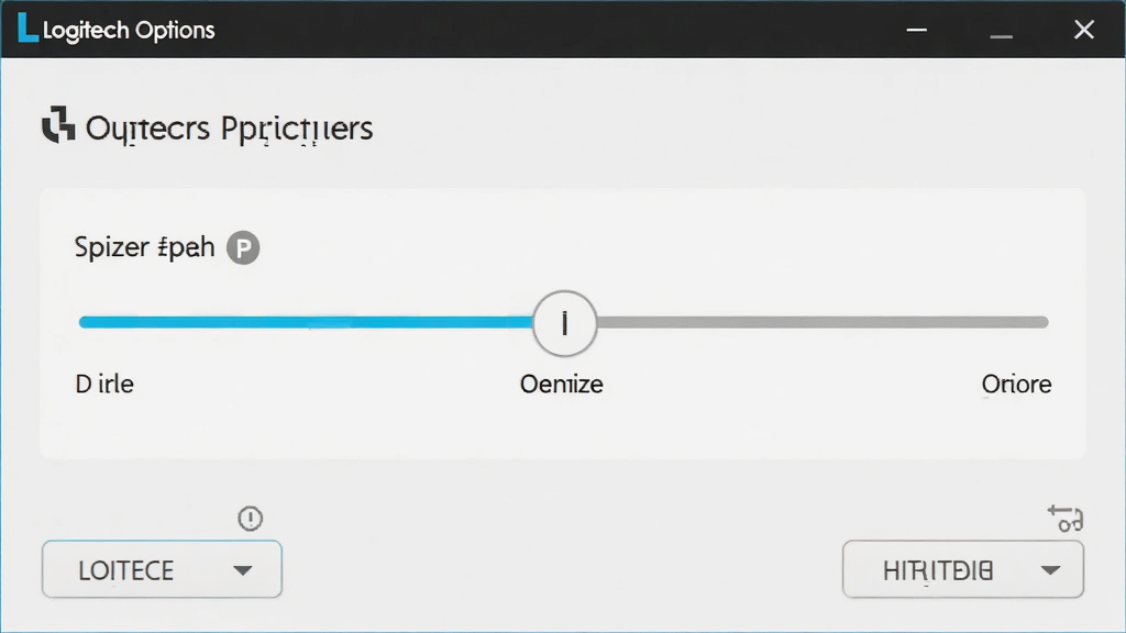 Logitech Options指针设置界面,展示滑动条调节指针速度,界面简洁,风格简约,细节清晰,画质高清,无多余元素