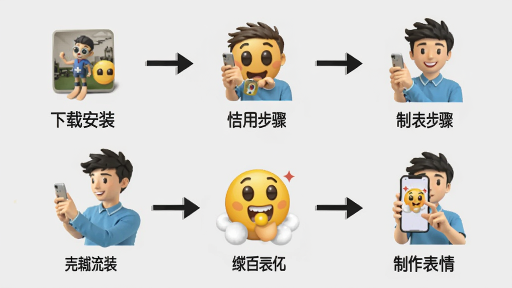 Emoki��ʹ�ý̳�����ͼ��չʾ�����ذ�װ����������Ĳ��裬��ͼ��ͼ�ͷָʾ������Ϊǳ��ɫ�������ֳ��ֻ��������������������ʸɾ����޶���Ԫ��