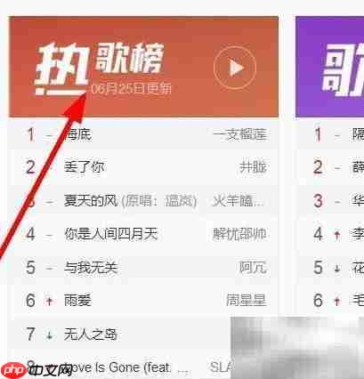 网易云音乐热歌榜第一名歌曲播放界面截图