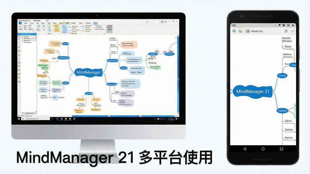 һ��չʾMindManager 21��Windows���ԺͰ�׿�ֻ������еĶԱ�ͼ������ǵ�����Ļ��ʾ������ͼ���Ҳ����ֻ�������ʾͬһ��ͼ�ľֲ��������ɾ�������࣬�������������ֱ�ע��MindManager 21��ƽ̨ʹ�á�