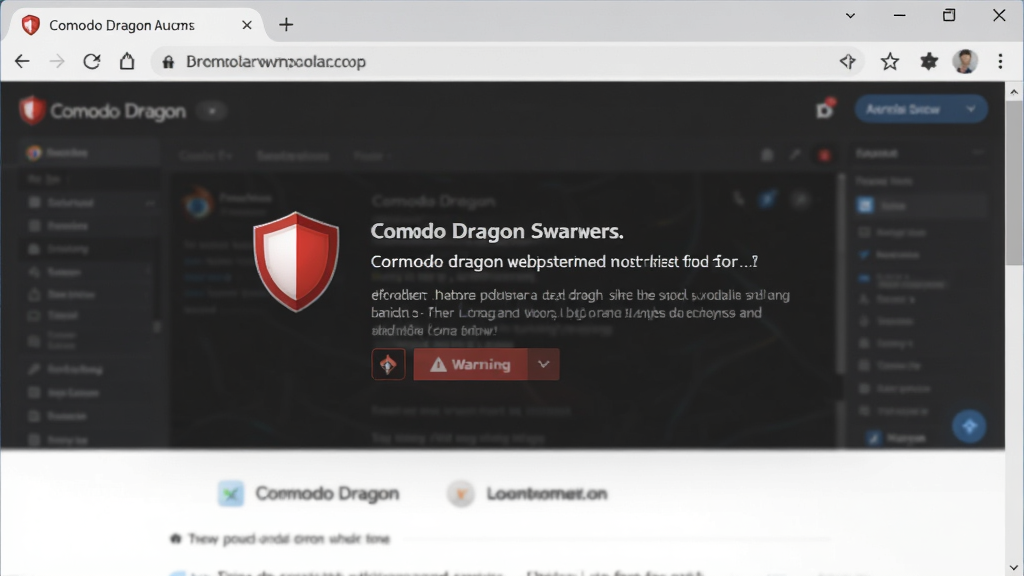 Comodo Dragon浏览器拦截恶意网页的警告页面,红色盾牌图标,背景为浏览器界面,警告文字清晰可见,风格写实,画质高清,无多余元素