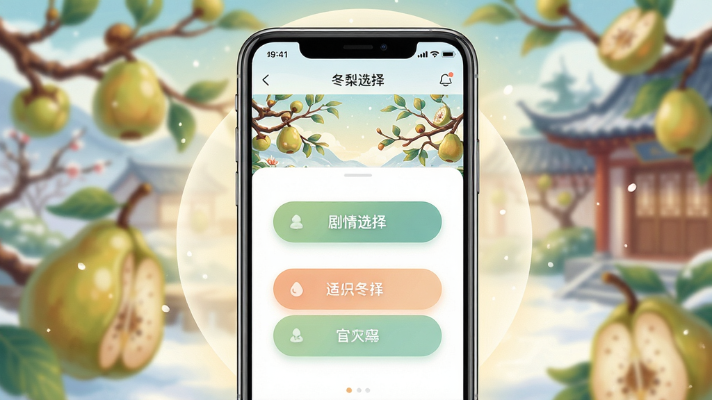 ���壺�ֻ���Ļչʾ����APP�ľ���ѡ����棬��Ļ����ʾ����ѡ�ť�������Ǿ����Ĳ廭���������֣��ֻ����У���Ļ���������ɼ�����Χ�����װ�Ρ��Ű棺����UI����ִ���ѡ�ťԲ���������������Ψ���廭�磬ɫ�ʷḻ��ϸ�ھ��£����ʸ��壬�ɾ��޶���Ԫ�ء�