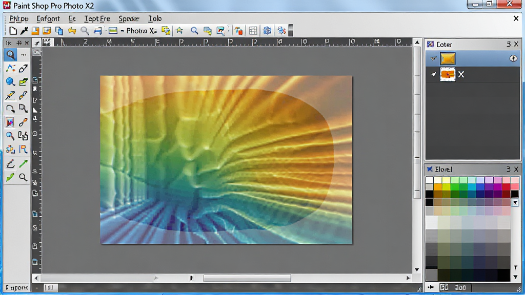 һ��չʾPaint Shop Pro Photo X2����������ĸ����ͼ�����沼����������๤����������ͼ��༭�����Ҳ�ͼ�������ɫ�壬ɫ�����ޣ�ϸ�ڷḻ�����Ϊרҵ��������չʾ�������������ɾ��޶���Ԫ��