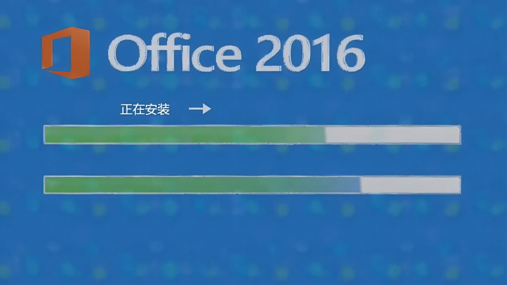 һ��չʾOffice 2016��װ���̵Ľ�ͼ����������ʾ��װ�������͡����ڰ�װ������������Ϊ��ɫ���������࣬ͻ����װָ������������