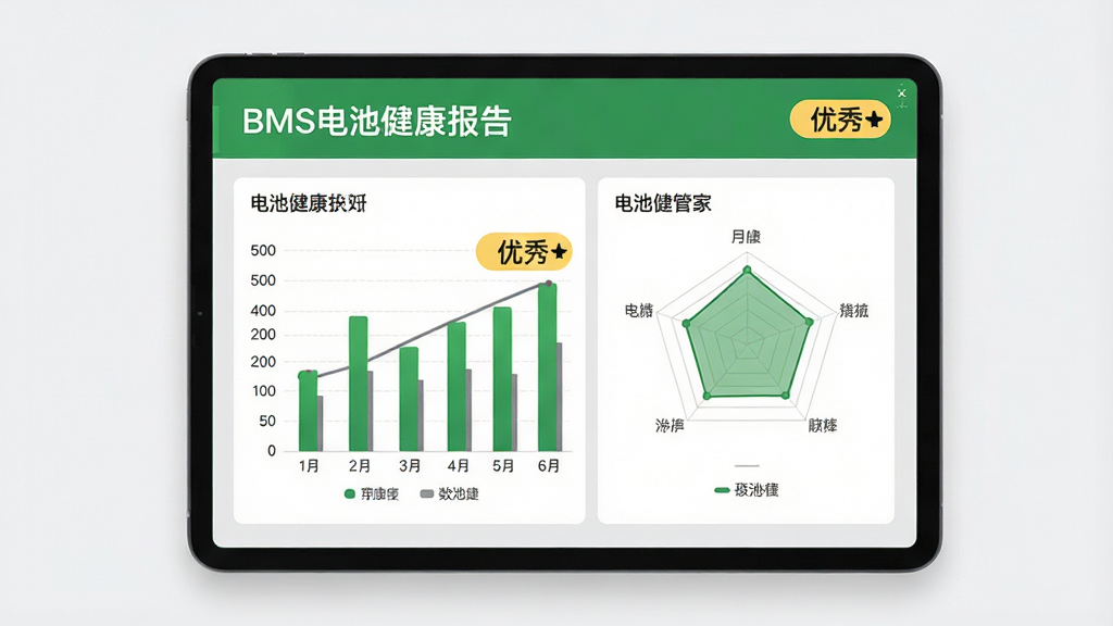 չʾBMS��عܼ����ɵĵ�ؽ�������ҳ�棬����Ϊƽ�������ʾ����ͼ����������״ͼ���״�ͼ���������Ϊ��BMS��ؽ������桱�����ֹ�����ɫ������ɫ�ͻ�ɫΪ������������Լ��ϸ���С����㡱������ǩ�����ʸ��壬�ɾ������