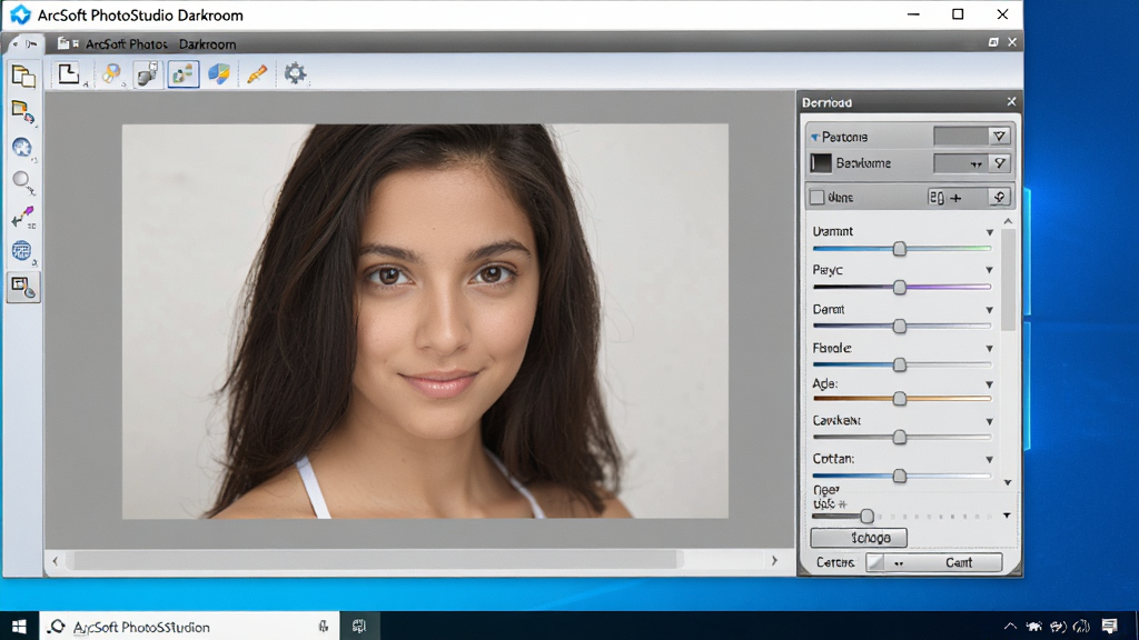 һ��չʾArcSoft PhotoStudio Darkroom����������Windows�����ϵĳ���ͼ�������ɾ���������������ʾһ������Ф����Ƭ���Ҳ�������Ĳ������������ɼ������廭�����࣬���дʵ�����ʸ��壬�޶���Ԫ�أ�������ArcSoft PhotoStudio Darkroom������