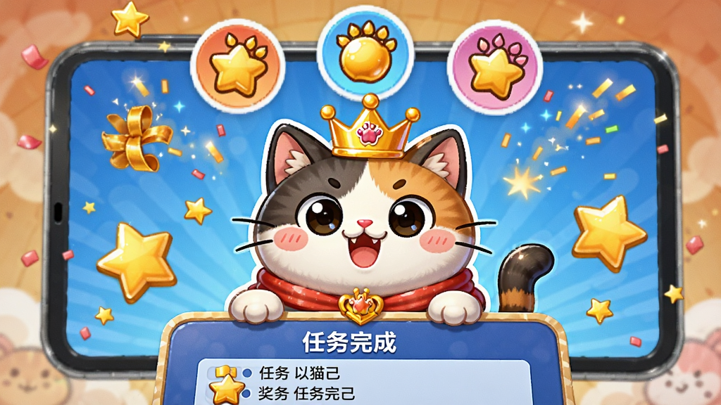 ���壺����è����è�������ս�����ý�������ף���棬���֣�è�������룬��Χ�н�ɫ���Ǻ��񻨣��Ű棺�����б����·�������ͼ����è���Ϸ�����񣺻��ÿ�ͨ���ϸ�ڣ�è����Żʹڣ���Ļ��ʾ��������ɡ����������ʣ����壬�ɾ����޶���Ԫ��