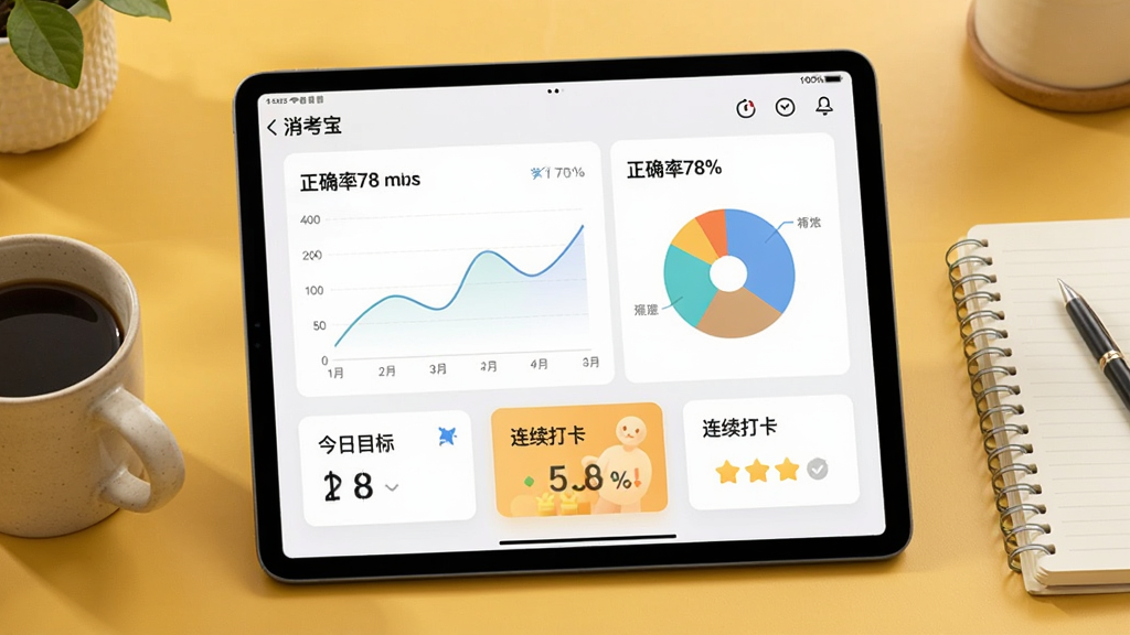 ������������ƽ������ϵ�ѧϰ����ͳ�ƽ��棬��Ļ��ʾ����ͼ����״ͼ�͡���ȷ��78%���������·��С�����Ŀ�ꡱ�������򿨡���Ƭ��ƽ���Ա߷��п��ȱ��ͱʼǱ�������Ϊů��ɫ���棬������������Ȼ������������