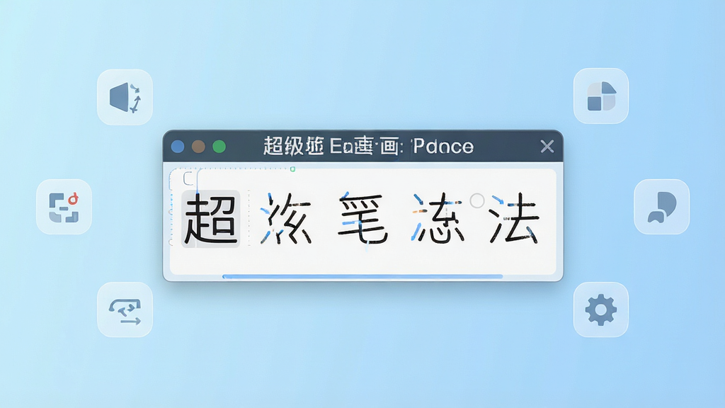 一张现代简约风格的电脑桌面截图,屏幕中央显示超级笔画输入法的输入状态栏,背景为干净的浅蓝色渐变,输入框内展示几个汉字的笔画拆解示意,周围有半透明的功能图标环绕,整体画面明亮清晰,突出软件名称“超级笔画输入法”,画质干净,无多余元素