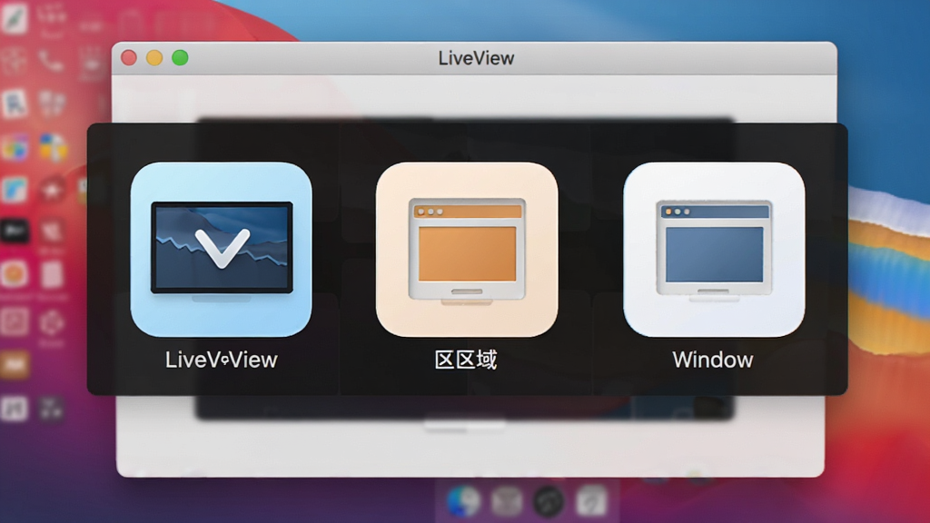 LiveView¼����������չʾ����Ļ�ϻ��ֳ�ȫ�������򡢴�������¼��ģʽͼ�꣬����Ϊ����Ӧ�ô��ڣ�������ˬ��ͼ����Ŀ������ϸ�壬�޶���Ԫ��