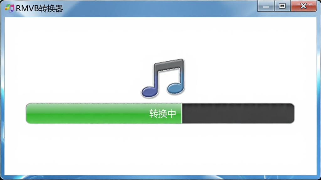 动漫360转换器RMVB转MP3正在提取音轨的界面,进度条显示“转换中”,旁边有音符图标,界面简洁明亮,软件名称显示在左上角,画质干净,无多余元素