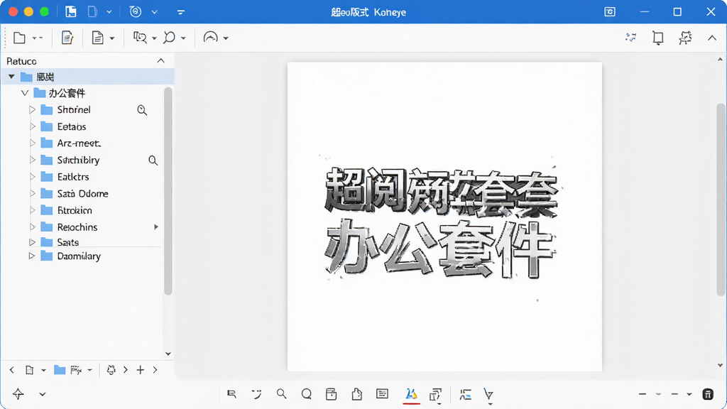 超阅版式办公套件主界面截图,显示文档列表和预览窗口,界面简洁现代,以蓝白为主色调,左侧文件树,右侧大字预览,下方工具栏,整体明亮清晰,画质干净,无多余元素