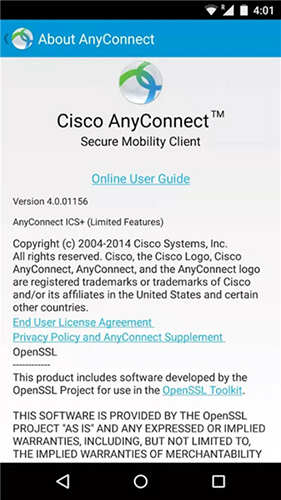 Cisco Anyconnect 安卓版 安装界面