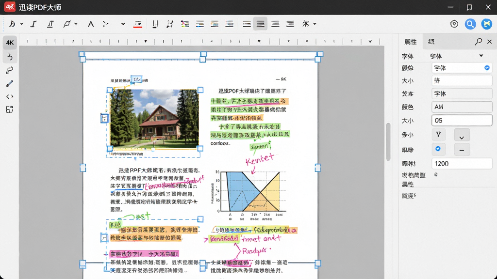 ���壺Ѹ��PDF��ʦ�༭���棬�ĵ�ҳ�洦�ڱ༭״̬��������Χ�б༭�򡣲��֣�����Ϊ�ĵ��༭�����Ϸ�Ϊ��ʽˢ���������Ҳ�Ϊ����������塣�Ű棺��������г������塢��ɫ����С��ѡ����רҵ�༭����񣬽���Ԫ�ؽ��ո�Ч��ϸ�ڣ��ĵ��в�����ͼƬ��ͼ�Σ��������˶�����ɫ�ĸ�������ע������չʾ������ǿ��ı༭���������ʣ�4K���ɾ����޶���Ԫ�ء�