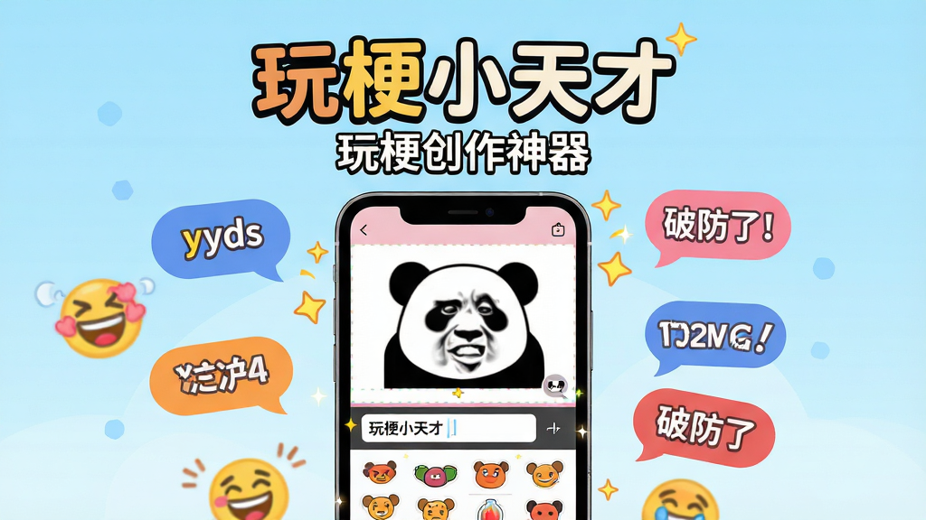 ���壺�湣С���APP���棬�ֻ���Ļչʾ��ͼ�༭ҳ�棬��ΧƯ���Ÿ��ָ�Ц������������ȴ����ݣ��硰yyds�������Ʒ��ˡ������֡����֣����й�ͼ���ֻ�λ�ڻ������룬����Ԫ�ػ��Ʒֲ����������¡��Ű棺�����⡰�湣С��š�����������ʽ�����ֻ��Ϸ��������⡰�湣����������λ���·�����񣺱�ƽ���廭���ɫ��������ã�����Ϊǳ��ɫ���䡣ϸ�ڣ��ֻ���Ļ����ʾһ����èͷ������༭���棬����������������ֽ����������Ե�����Ǻ������׺�����ʣ����壬�ɾ����޶���Ԫ�ء�