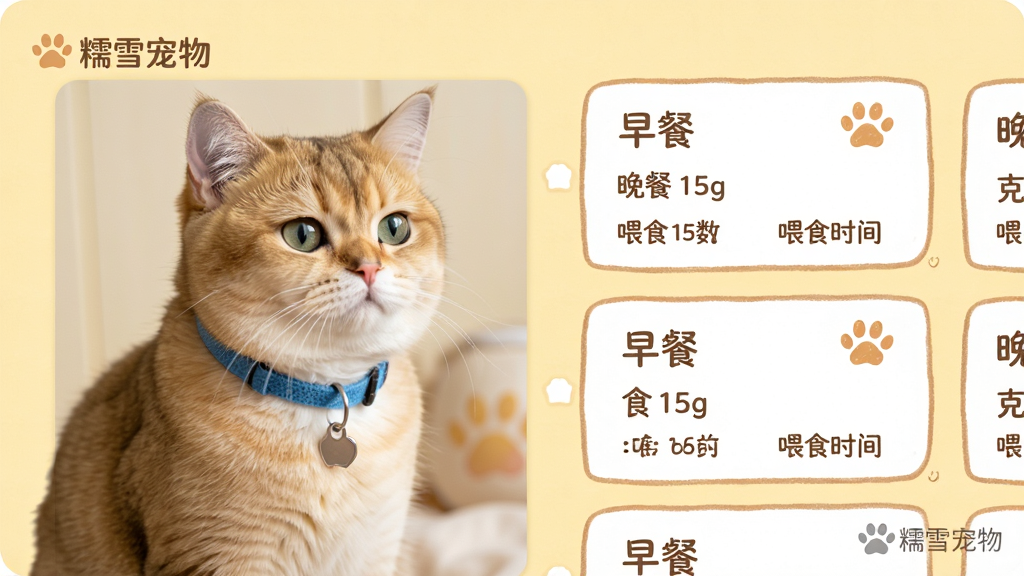 ���壺Ŵѩ����App��ι��ָ��ҳ�棬��ʾһֻ�𽥲�è����Ƽ�ʳ�׿�Ƭ�����֣����Ϊè������գ��Ҳ�Ϊ�ɻ�����ʳ�׿�Ƭ������Ϊ����ɫ���Ű棺ʳ�׿�Ƭ�������룬����ʳ�����ơ�������ιʳʱ�䡣�����ů�ֻ������ʵ��Ƭ��ϣ�ɫ����͡�ϸ�ڣ�è�������ɫ��Ȧ��ʳ�׿�Ƭ�ϱ�ע����� 15g���������� 15g������������Ŵѩ���ˮӡ�����ʣ�ϸ�壬�ɾ��޶���Ԫ�ء�