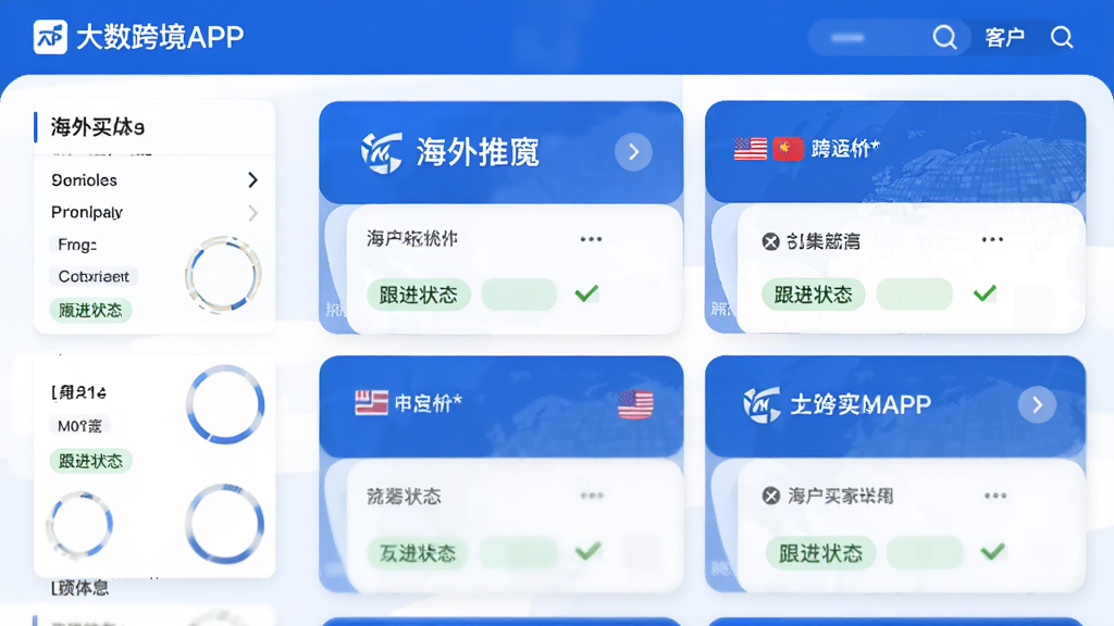 �����羳APP�Ŀͻ�����ҳ�棬����Ϊ�б���ʽչʾ���������Ϣ���������Ϊɸѡ�������Ҳ�Ϊ���鿨Ƭ�����������ɫ����ϸ�ڰ�����˾Logo���������ĺ͸���״̬��ǩ�����ʸ��壬�ɾ��޶���Ԫ�ء�