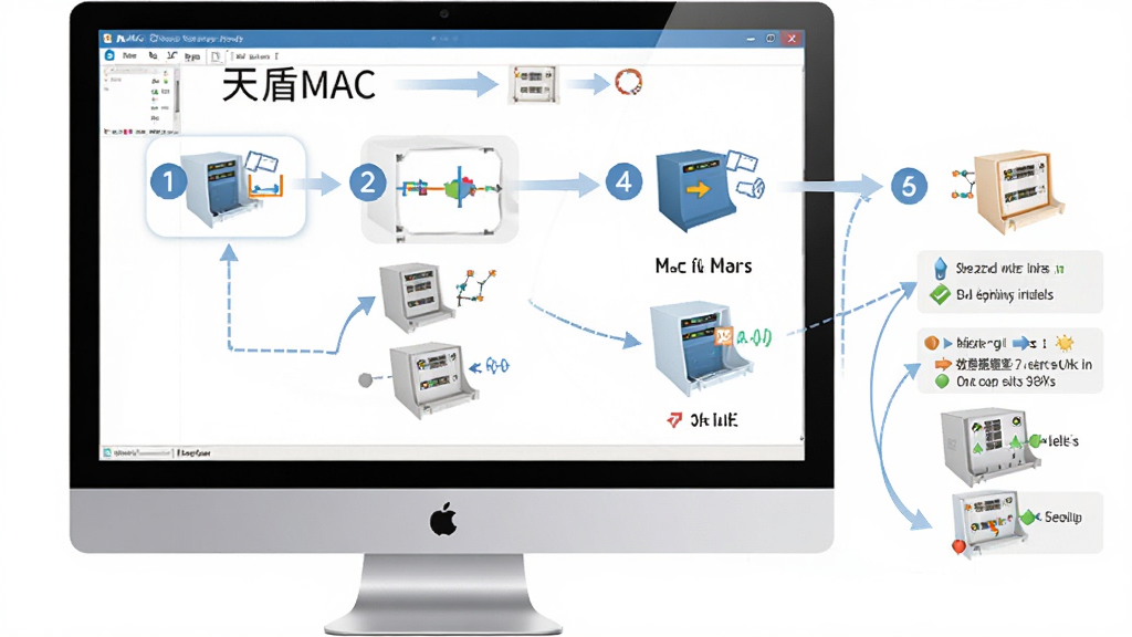 天盾MAC数据恢复软件操作步骤图解,主体为电脑屏幕截图,布局为步骤序号,排版清晰,风格图文结合,细节有箭头指示,画质干净,无多余元素