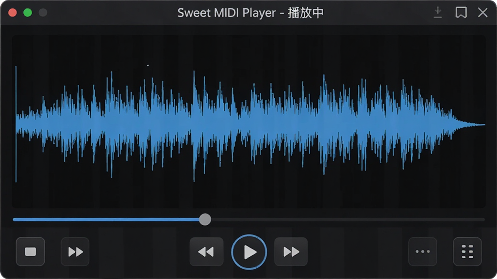 ���壺Sweet MIDI Player���Ž��棬��ʾ����ͼ�Ͳ��Ž��ȣ����֣�����Ϊ������ʾ���򣬵ײ�Ϊ���ư�ť���Ű棺���ʵ�ã������ɫ�Ƽ��磬ϸ�ڣ�������ʾ��Sweet MIDI Player - �����С����������ʣ����壬�ɾ����޶���Ԫ��