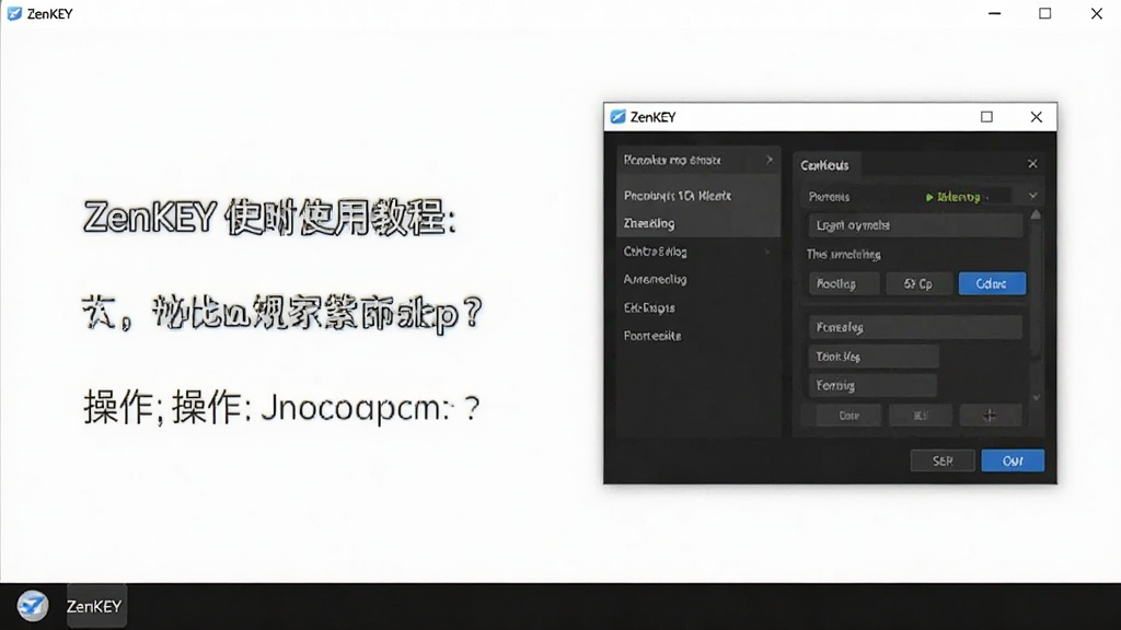ZenKEY使用教程截图,展示软件运行时的托盘图标和热键设置窗口,配以简洁的操作说明文字,风格清晰,高画质,干净无多余元素