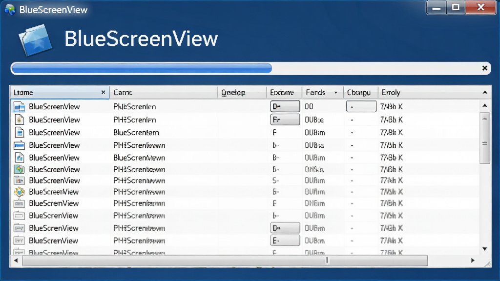 BlueScreenViewɨ�����ת���ļ��Ĺ��̽��棬��ʾ���������ļ��б�������Ϊ����ɫ����ͻ���������ơ�BlueScreenView�������дʵ��ϸ�ڷḻ�������������ɾ��޶���Ԫ��