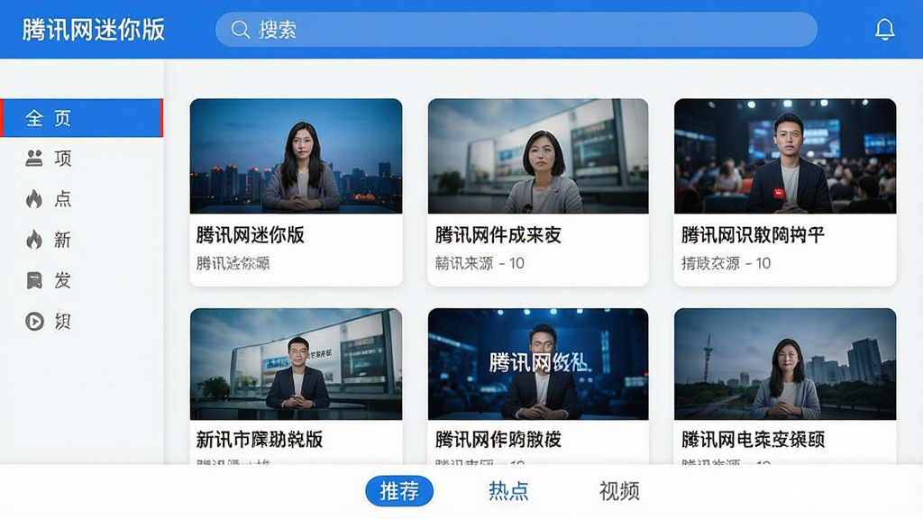 ���壺һ����������Ķ��������棬��Ļ��չʾ�š���Ѷ������桱�ı���͸�������ժҪ��Ƭ�����֣����涥��Ϊ�������ƺ����������·�Ϊ�ٲ���ʽ�������б������Ϊ���ർ�������Ű棺������ñ�ƽ����ƣ���Ƭʽ���֣����������׶���ͼƬ����������ִ�����ࡢ�Ƽ��У�ɫ������ɫ�Ͱ�ɫΪ��������������ɫ��׺��ϸ�ڣ����ſ�Ƭ�ϴ�������ͼ���������Դ������ײ��С��Ƽ��������ȵ㡱������Ƶ���ȱ�ǩ�������ʣ����壬�ɾ����޶���Ԫ�ء�