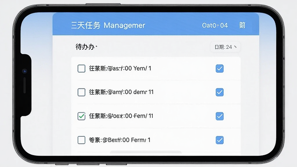 此天任务管理界面,显示待办列表和日期,界面清晰,任务项带复选框,背景简洁,手机截图风格,高清画质,干净无多余元素