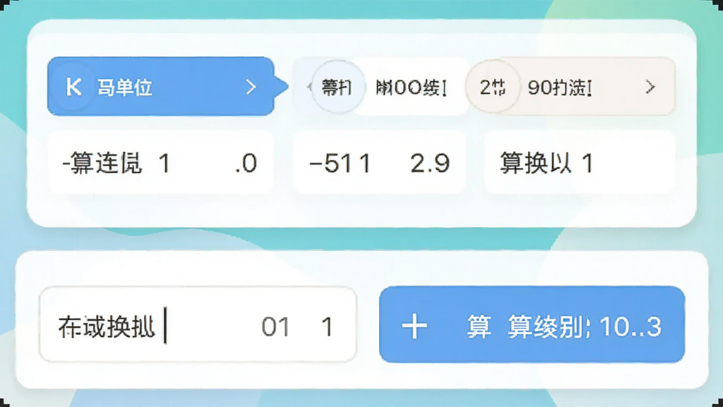 展示神奇计算器单位换算界面的图片,上方为长度单位选择列表,下方为输入框和换算结果,界面采用卡片式设计,色彩清新,文字清晰,风格简洁,画质干净,无多余元素