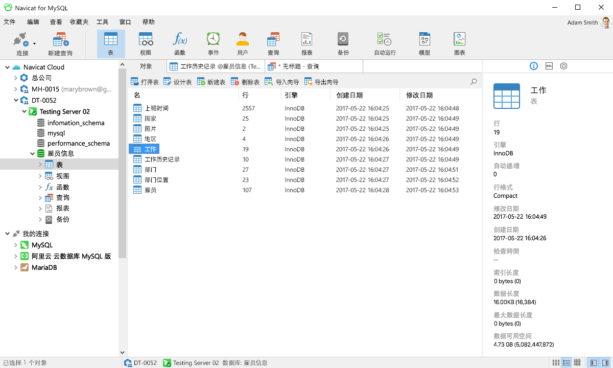 Navicat for MySQL 操作界面 截图 高清