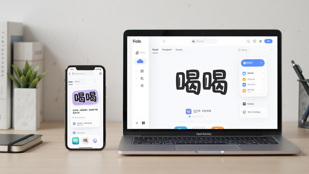 手机与电脑并排显示