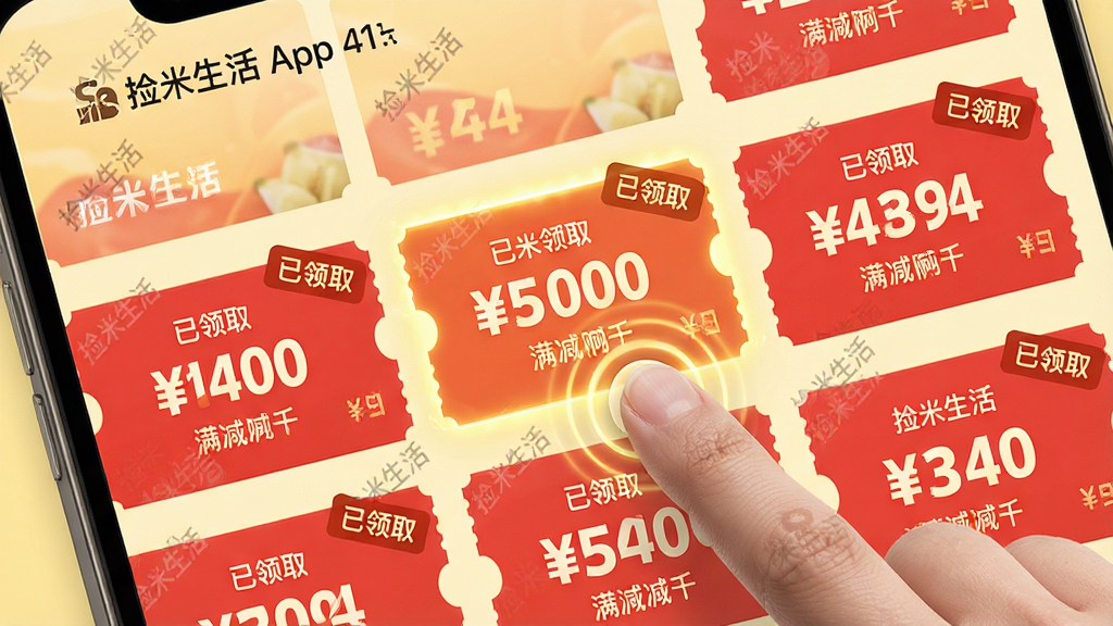 ���壺���������APP����Ŵ�չʾ��ҳ���������Ŷ��Ŵ��С�����ȡ����ǩ�ĺ�ɫ�Ż�ȯ��ȯ������Ŀ�����֣��Ż�ȯ������״���У��м�һ��ȯ����ָ���в�������ɫ��â���Ű棺ȯ����Ϣ����������Ϊ����ɫ�����UI��Ƹ��񣬽���Ԫ�ؾ�ϸ��ϸ�ڣ�ÿ��ȯ��ӡ�С��������ˮӡ��������������ָ������в�����Ч�����ʣ��������ȣ�ϸ�ڷḻ���޶���Ԫ�ء�