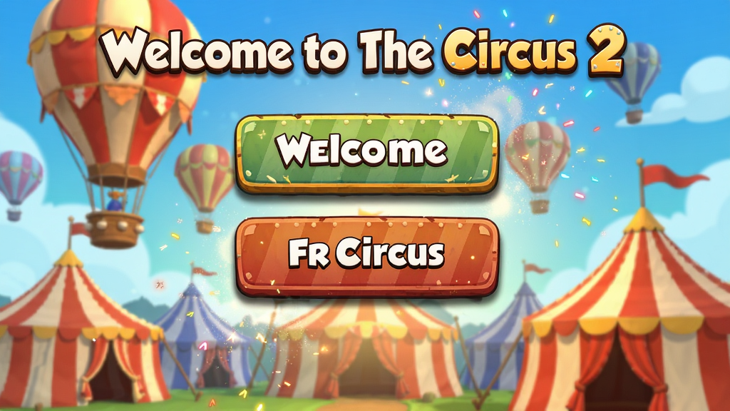 ���壺��Welcome to The Circus 2����Ϸ���н�ͼ����ʾ��Ϸ���˵������������������Ϸ�����񡣲��֣��˵���ťλ�ڻ������룬����ռ���������档�Ű棺������ˡ����������ͨ���ϸ�ڣ��˵���ť����ӰЧ���������ж�̬����Ч�������ʣ����壬�ɾ����޶���Ԫ�ء�