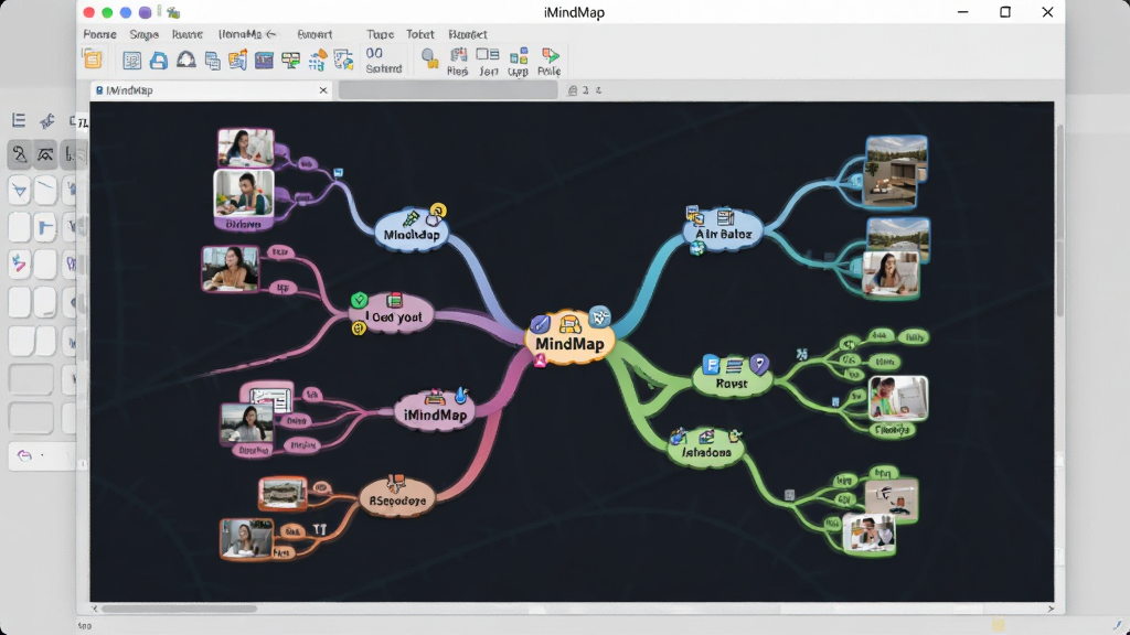 һ��չʾiMindMap����������ĸ������ֲ�ͼ������������һ��ɫ�ʷḻ����֧������˼ά��ͼ���ڵ��ϴ���ͼ���ͼƬ���������ִ���࣬����Ϊǳ��ɫ����̨������ɾ��޶���Ԫ�أ�ͻ��˼ά��ͼ�������ṹ�������������ԣ�����ϸ�壬ɫ�������������֡�