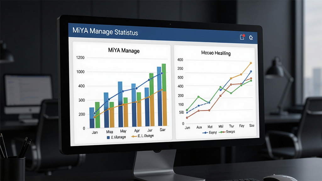 չʾMiYA Manage����ͳ�Ʊ������棬��������Ļ��ʾ��״ͼ������ͼ��ɫ������������Ϊ��ɫ�칫������ͼ��ϸ��������ͻ�����ݿ��ӻ�Ч����������רҵ�����ʸɾ����޶���Ԫ��