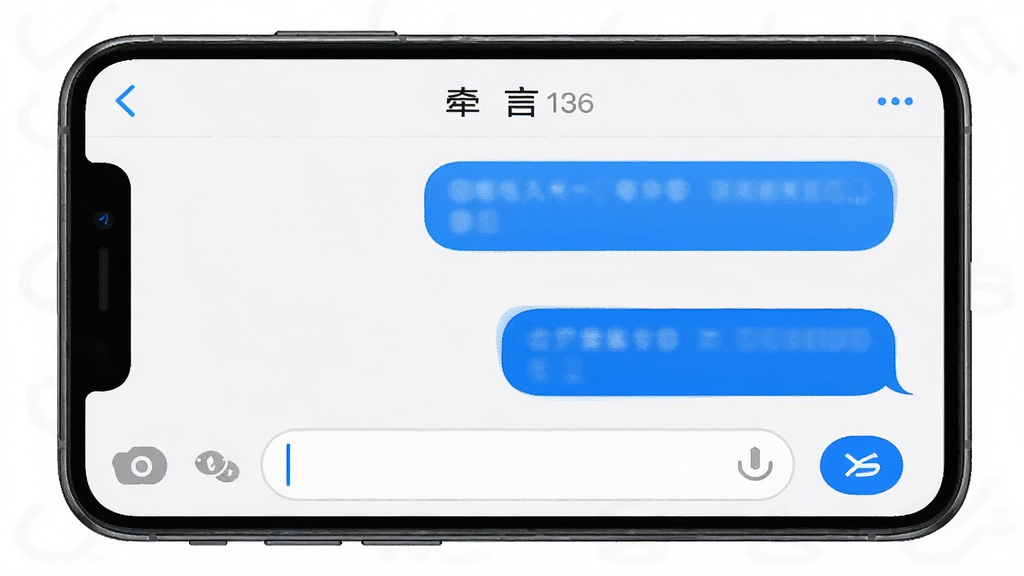 手机聊天界面截图,显示牵言对话窗口,背景为白色,聊天气泡为蓝色,底部有输入框和发送按钮,界面简洁,现代风格,细节清晰,画质干净,无多余元素