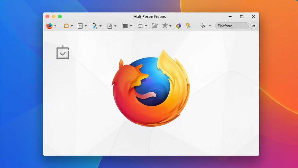 Firefox 多功能版浏览器主界面截图,展示其整洁的布局和丰富的功能图标,背景为现代简约风格,色彩鲜明,画质清晰,干净无多余元素
