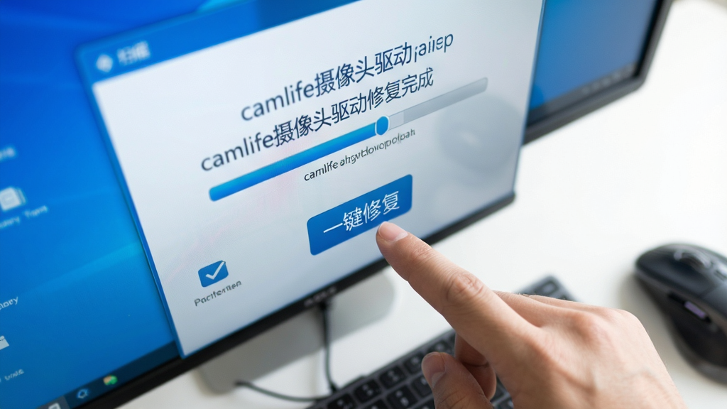 电脑屏幕前有一只手指正在点击