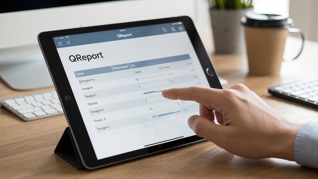 չʾQReport�������ƶ���ƽ�������еĽ��棬��Ļ����ʾһ�����ױ�������ָ���ڴ�������������Ϊ�칫���棬���������������Ȼ���޶���Ԫ��