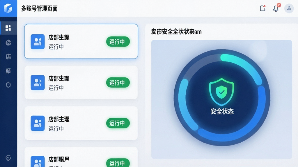���壺�����Ķ��˺Ź���ҳ�棬����б���ʾ��������˺ſ�Ƭ���Ҳ���ʾ��Ӧ�˺ŵİ�ȫ״̬�Ǳ��̡����֣�����˺ſ�Ƭ�������У��Ҳ��Ǳ�����Բ��ͼ��չʾ���Ű棺��Ƭ�ϰ����������ƺ�