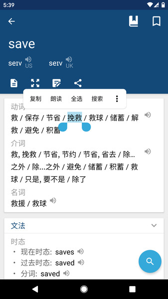 英汉词典王 安卓版 查询界面