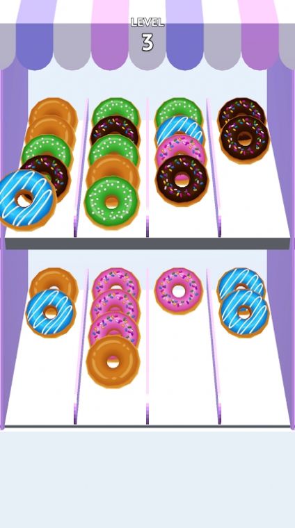 甜甜圈彩色拼图(Sweets Sort Puzzle) 游戏主界面 彩色甜甜圈 休闲闯关